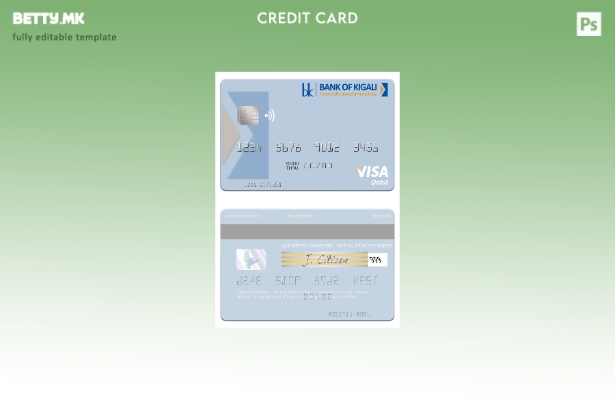 Модерен стил шаблон за дебитна картичка за виза банка на Руанда на Кигали